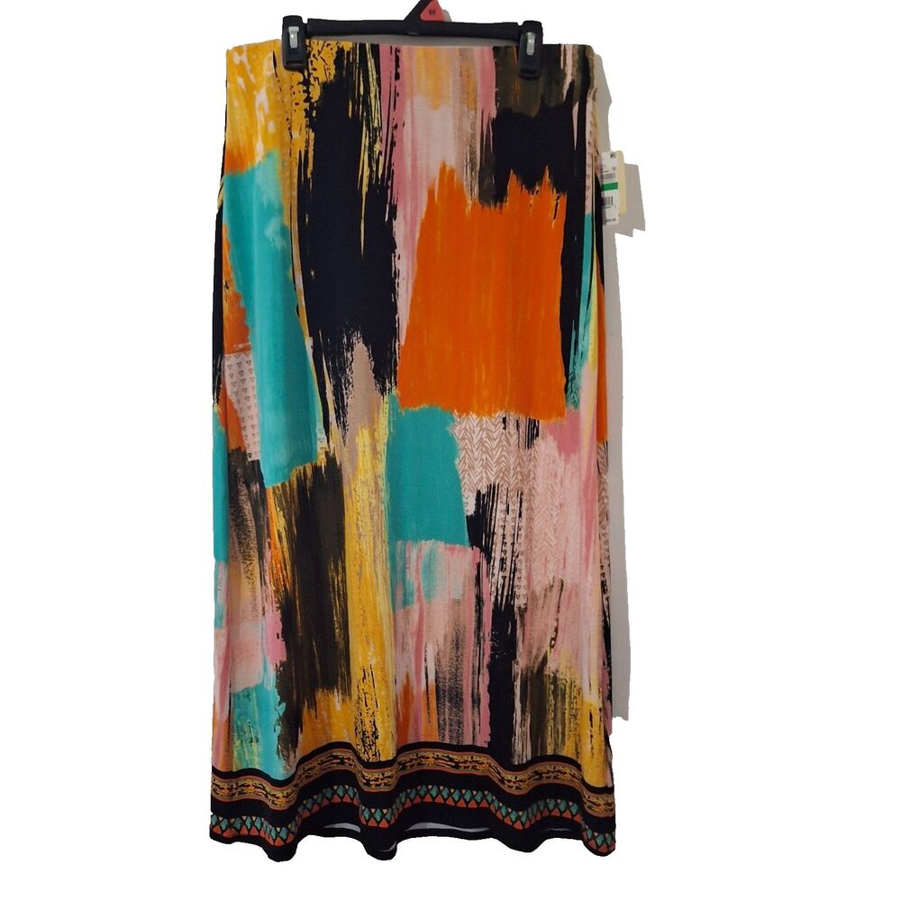 ECI New York Women’s L Maxi A Line Stretch Waist Artistic Tribal Boho NWT